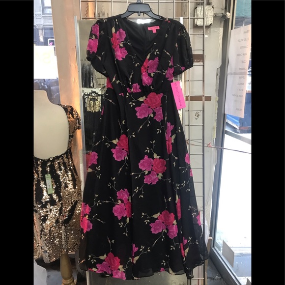 Betsey Johnson Vintage Floral Maxi black/multi,NWT - Picture 3 of 8